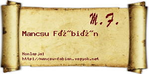 Mancsu Fábián névjegykártya